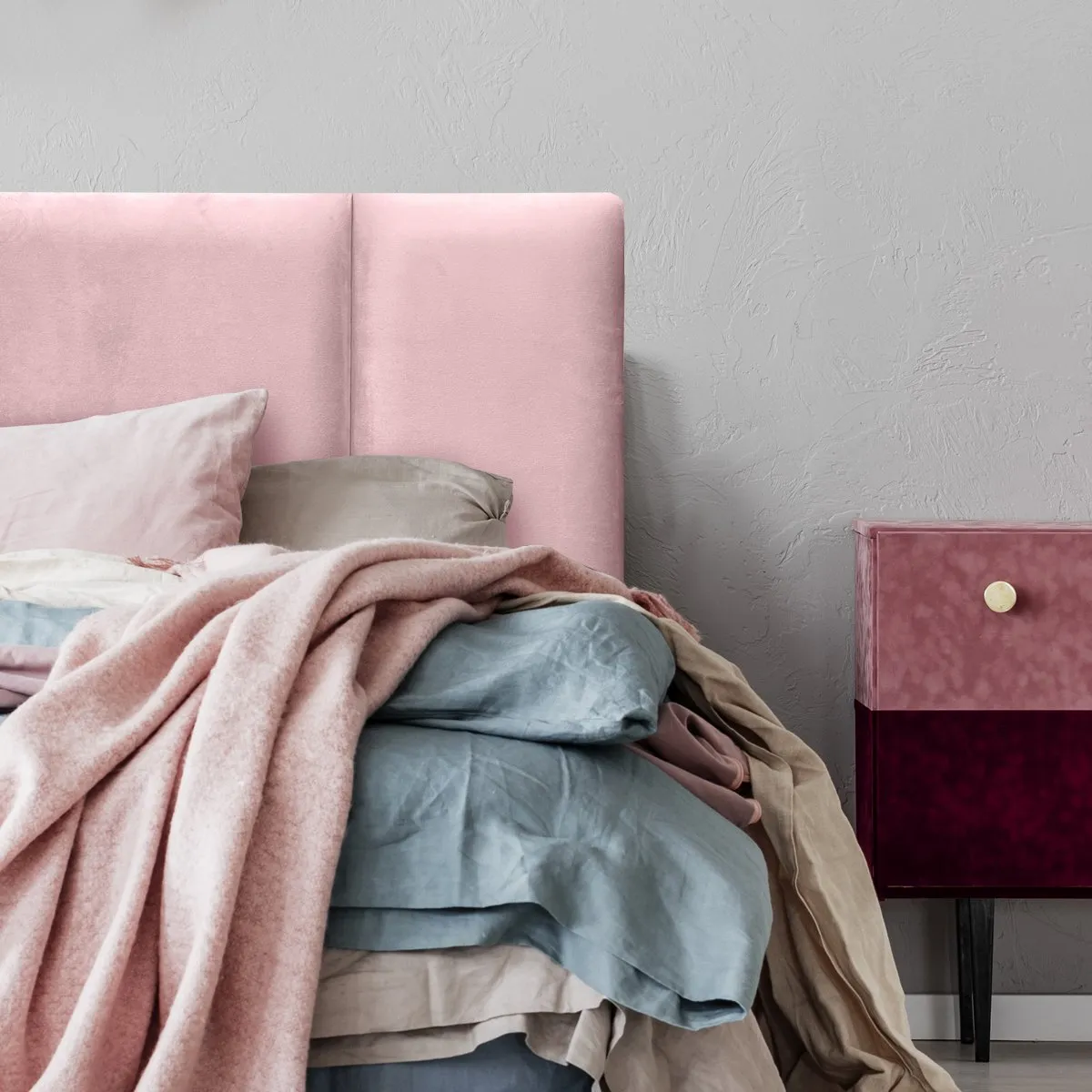 ESPACIO HOGAR - Respaldo de Cama Block Felpa Rosado Claro - King