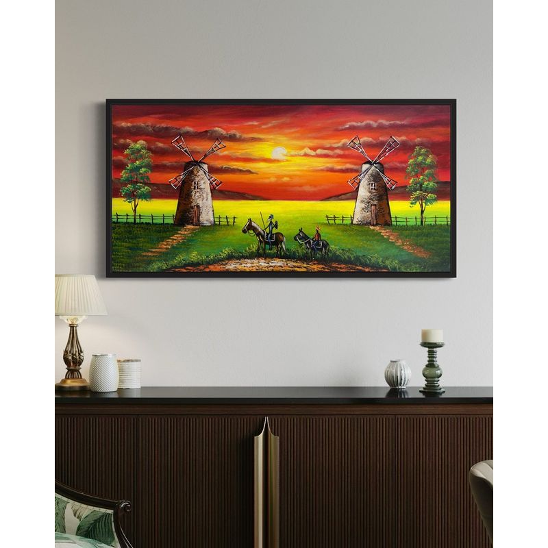 DEKAM DISEÑO - Cuadro Quijote Colores  Pintado Enmarcado medida 124x64 cms