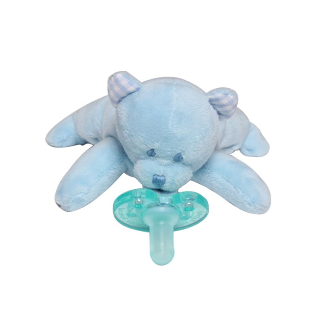 BILBOLA - Sujetador de chupete en forma de oso color celeste