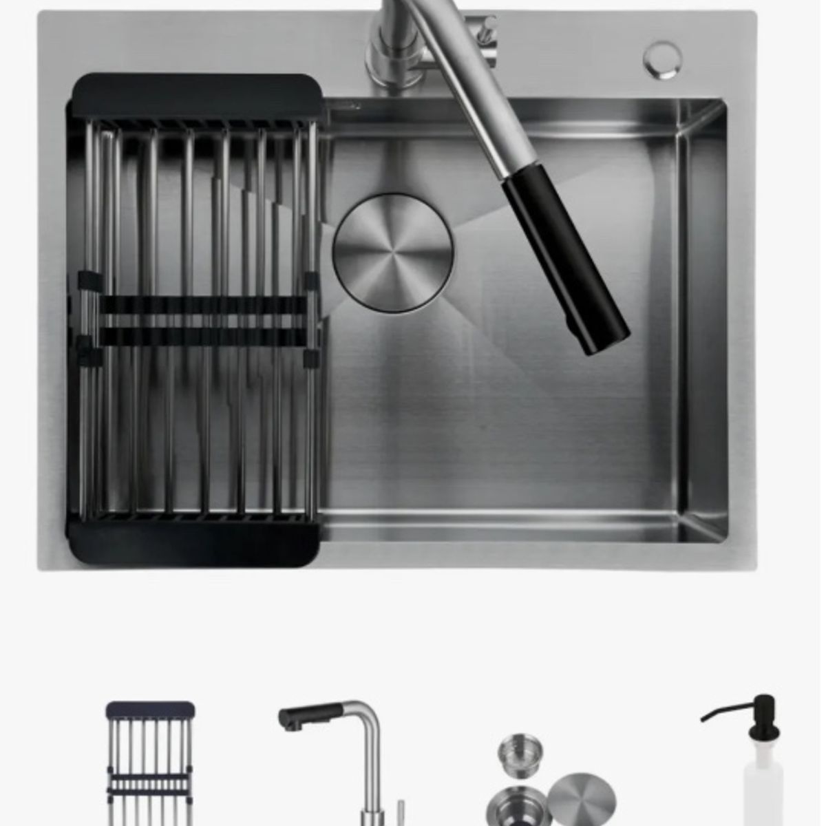GENERICO - Lavaplatos Para Cocina 55x45 Con Rejilla Y Dispensador