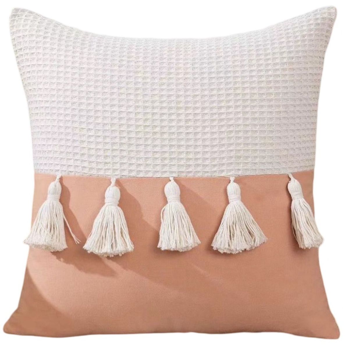 GENERICO - Set de 4 Fundas de Cojín con Pompones-Rosa