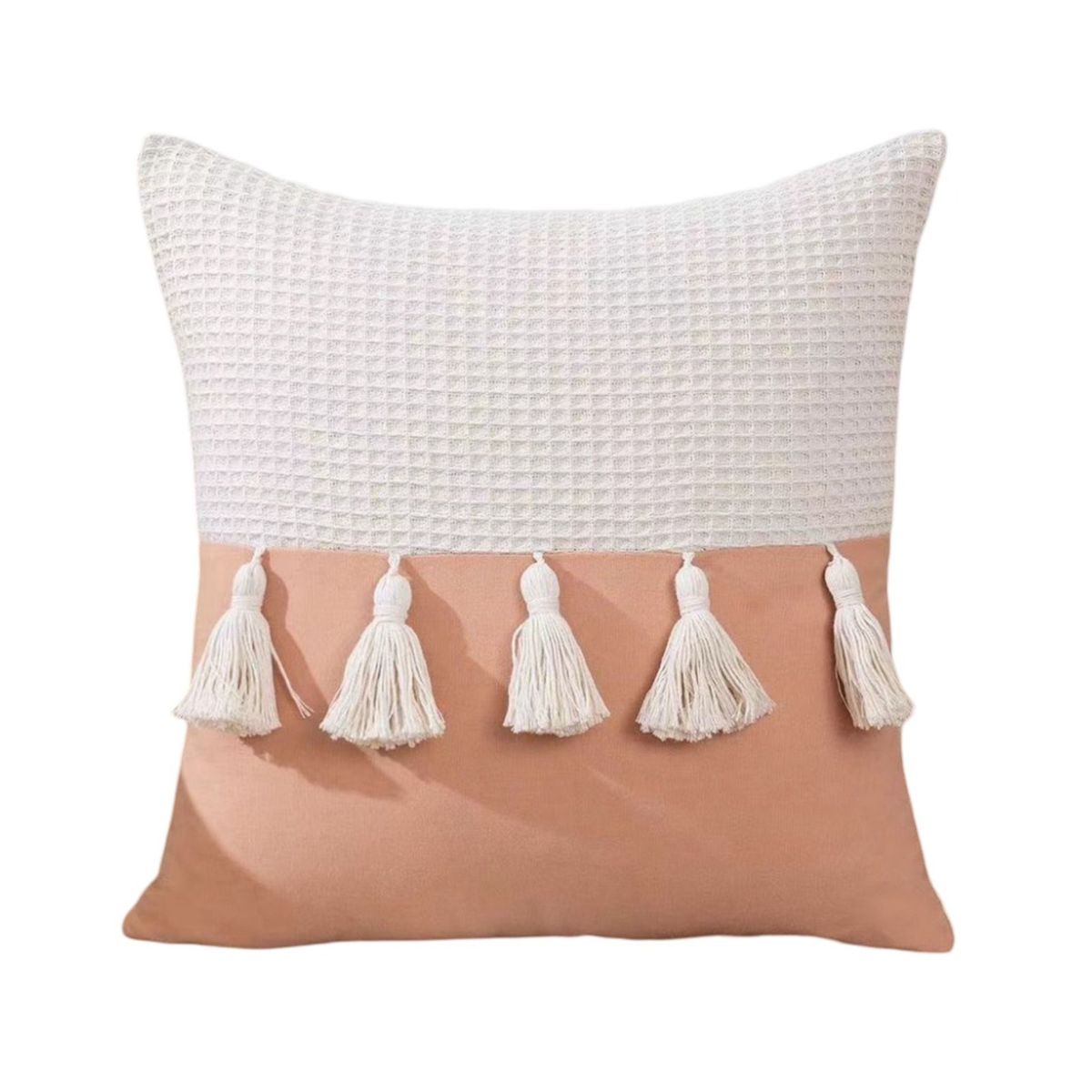 GENERICO - Set de 4 Fundas de Cojín con Pompones-Rosa