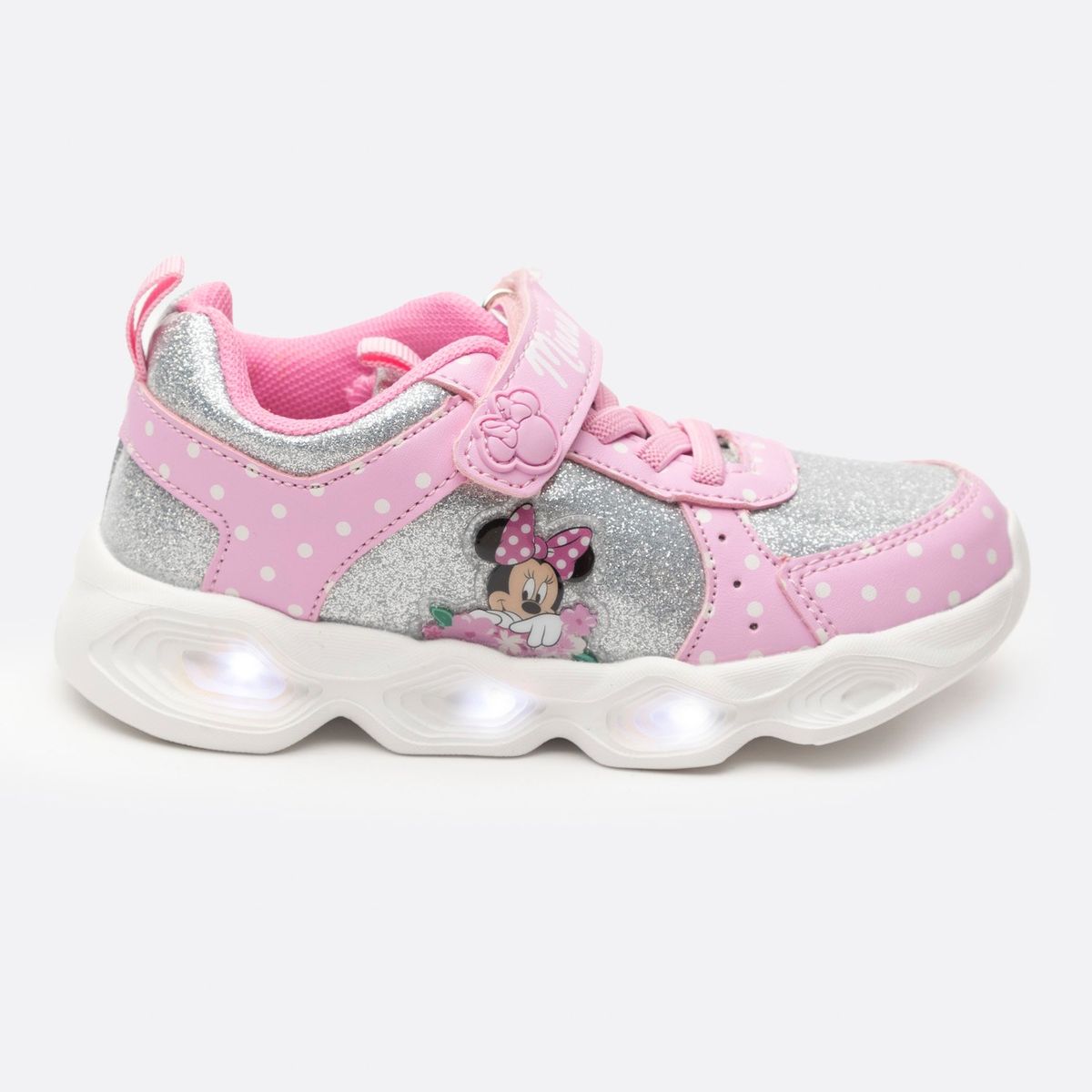 DISNEY - Zapatilla Con Luces Niña Lunares Minnie Rosado Disney
