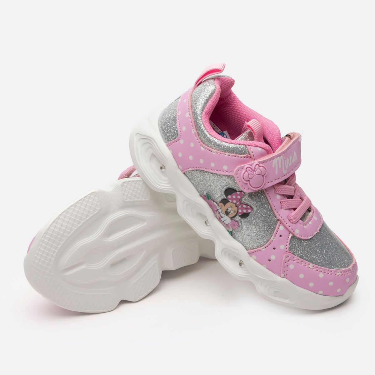 DISNEY - Zapatilla Con Luces Niña Lunares Minnie Rosado Disney