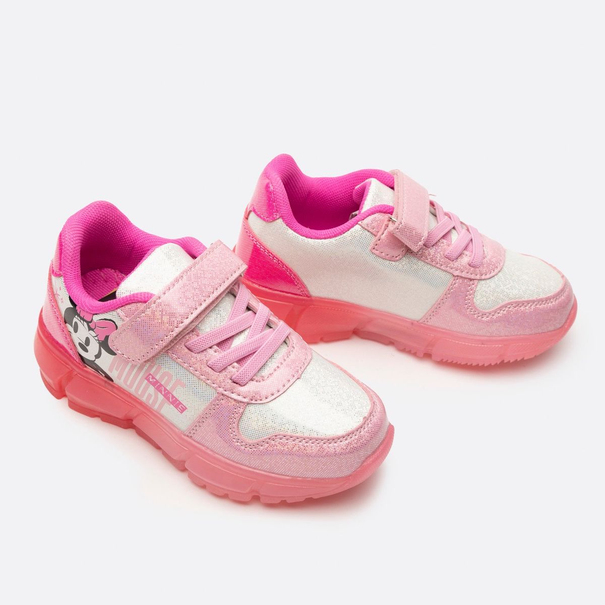 DISNEY - Zapatilla Con Luces Niña Cara Minnie Rosado Disney