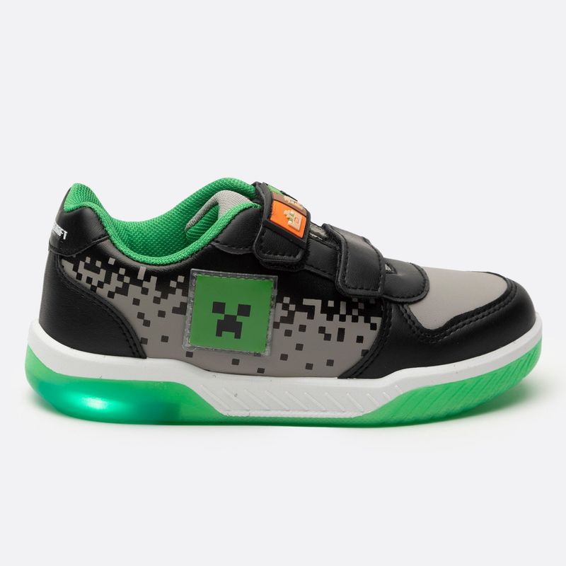 MINECRAFT - Zapatilla Con Luces Niño Creeper Negro Minecraft