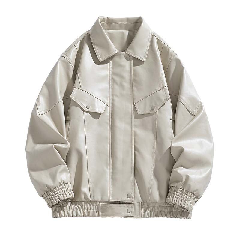 KNOWMLAB - Chaqueta Cuero Hombre Negro