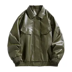 KNOWMLAB - Chaqueta Cuero Hombre Negro