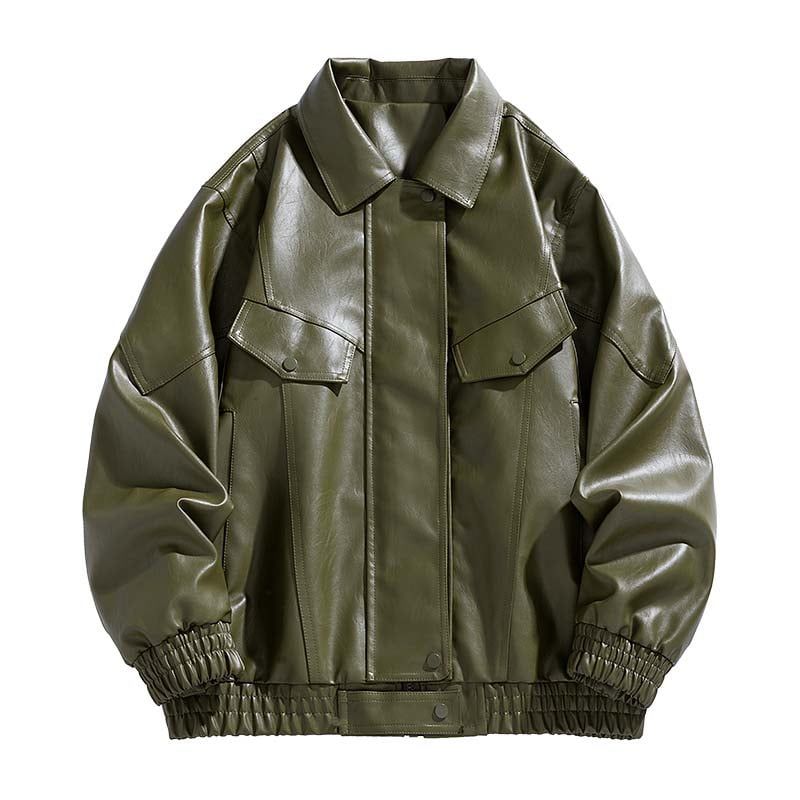 KNOWMLAB - Chaqueta Cuero Hombre Negro