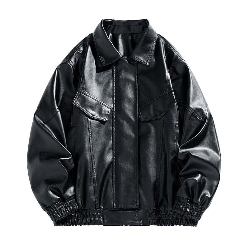 KNOWMLAB - Chaqueta Cuero Hombre Negro