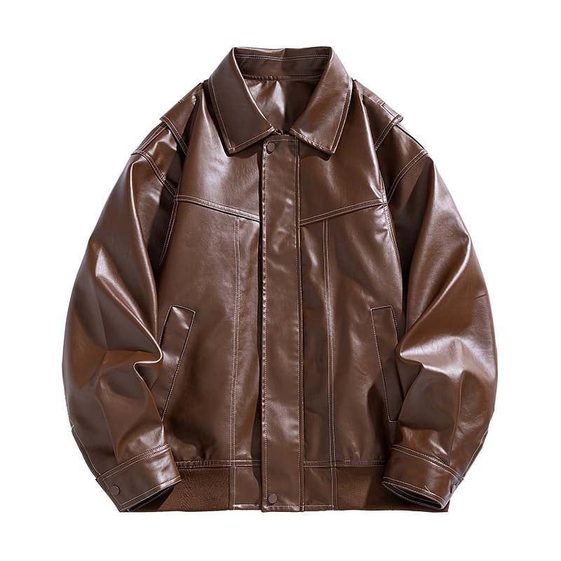 KNOWMLAB - Chaqueta Cuero Hombre Negro