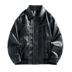 KNOWMLAB - Chaqueta Cuero Hombre Negro