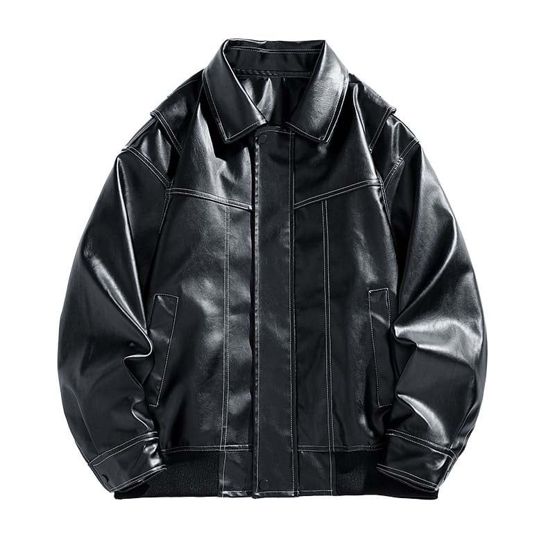 KNOWMLAB - Chaqueta Cuero Hombre Negro