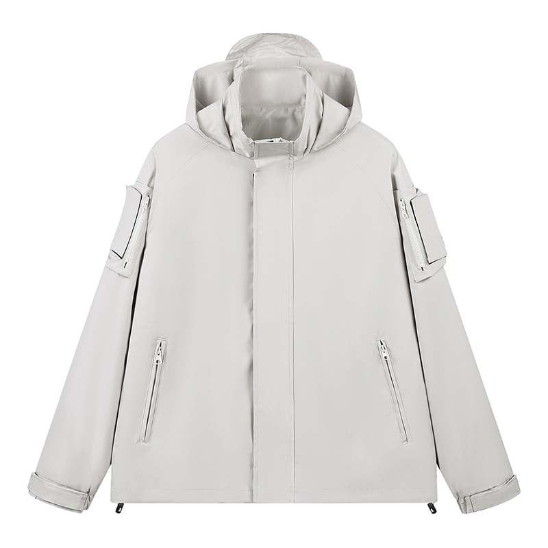 KNOWMLAB - Chaqueta Casual Hombre Con Sombrero Blanco.