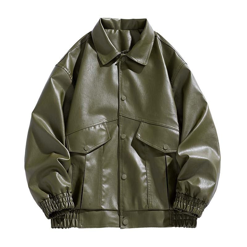 KNOWMLAB - Chaqueta Cuero Hombre Negro