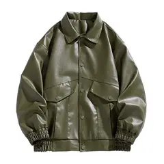 KNOWMLAB - Chaqueta Cuero Hombre Negro