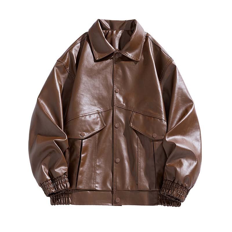 KNOWMLAB - Chaqueta Cuero Hombre Negro