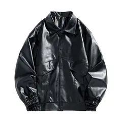 KNOWMLAB - Chaqueta Cuero Hombre Negro