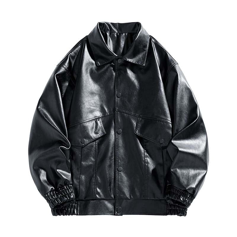 KNOWMLAB - Chaqueta Cuero Hombre Negro