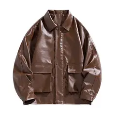 KNOWMLAB - Chaqueta Cuero Hombre Negro