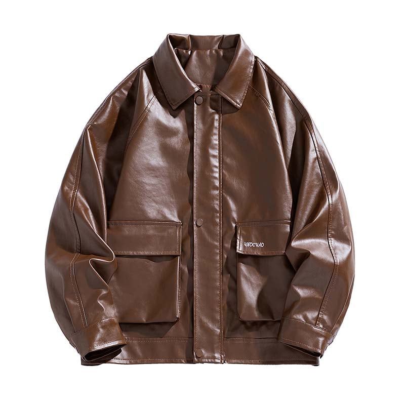 KNOWMLAB - Chaqueta Cuero Hombre Negro