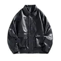 KNOWMLAB - Chaqueta Cuero Hombre Negro