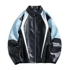 KNOWMLAB - Chaqueta Cuero Hombre Azul