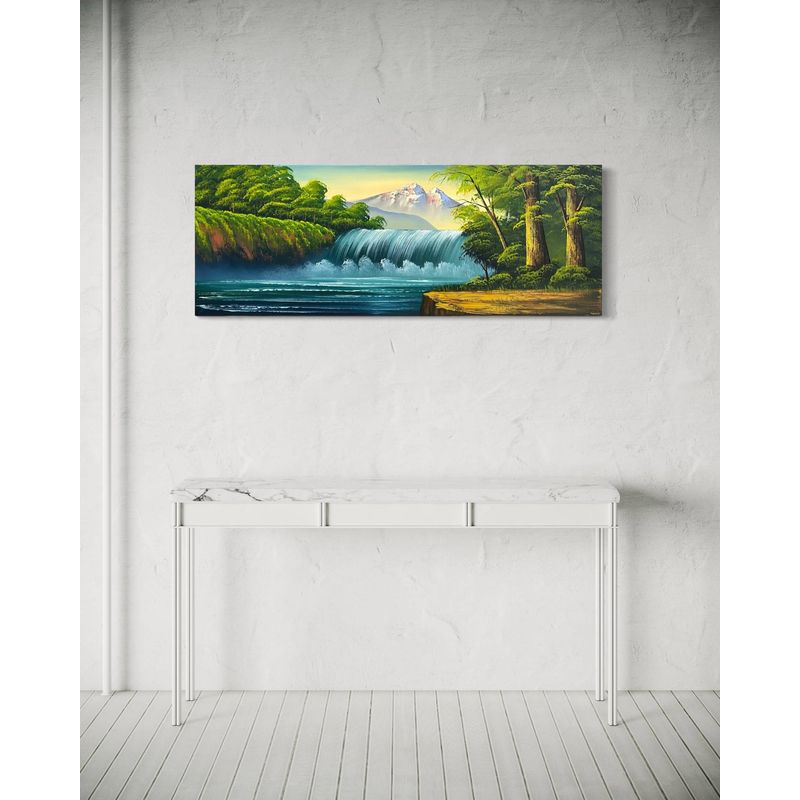 DEKAM DISEÑO - Cuadro Paisaje Cascada Pintado 120x45 cms