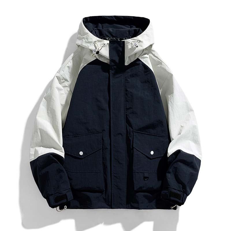 KNOWMLAB - Chaqueta Casual Hombre Con Sombrero Azul.