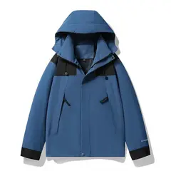 KNOWMLAB - Chaqueta Casual Hombre Con Sombrero Azul