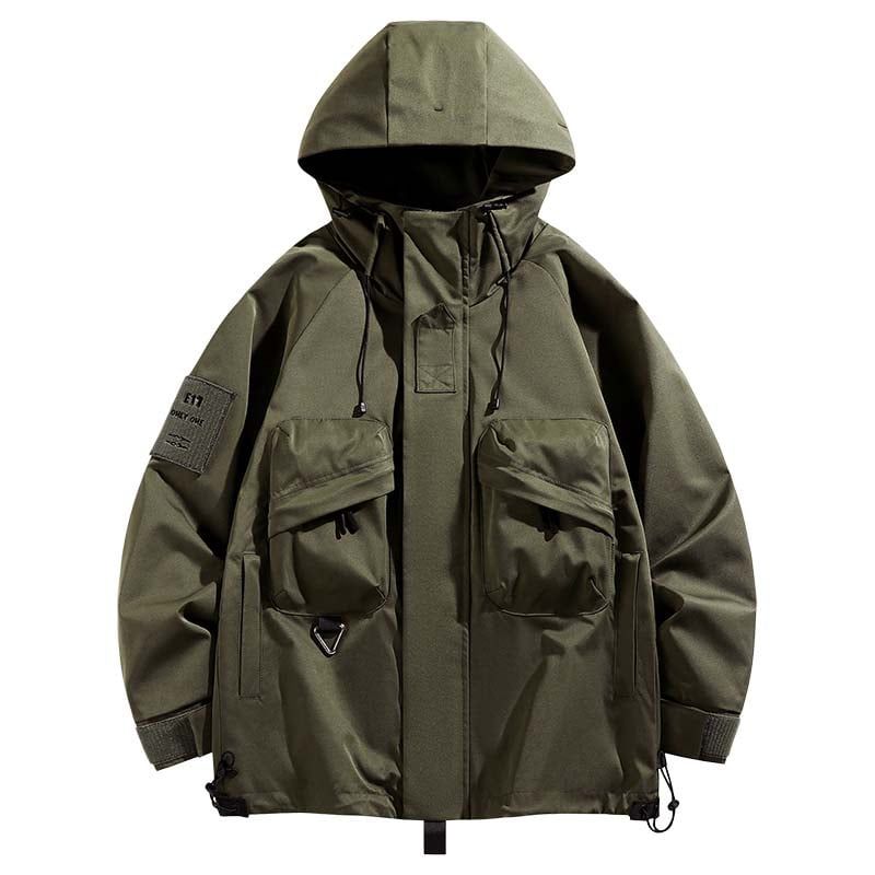 KNOWMLAB - Chaqueta Casual Hombre Con Sombrero Verde