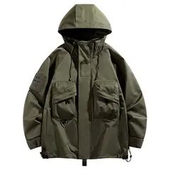KNOWMLAB - Chaqueta Casual Hombre Con Sombrero Verde