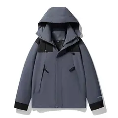 KNOWMLAB - Chaqueta Casual Hombre Con Sombrero Gris
