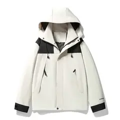 KNOWMLAB - Chaqueta Casual Hombre Con Sombrero Blanco