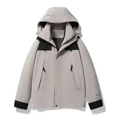 KNOWMLAB - Chaqueta Casual Hombre Con Sombrero Gris.
