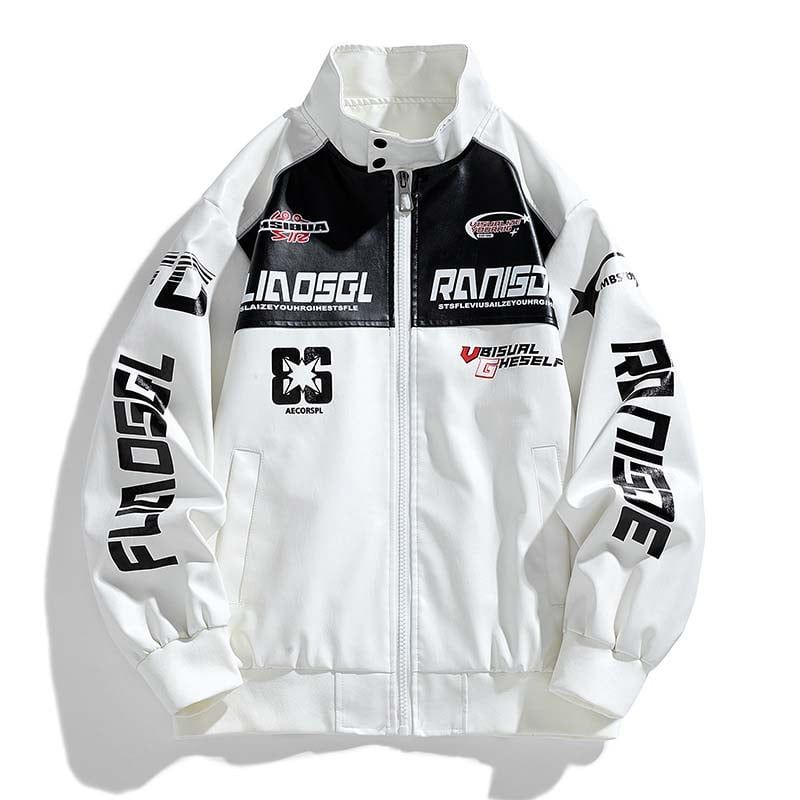 KNOWMLAB - Chaqueta Cuero Hombre Blanco