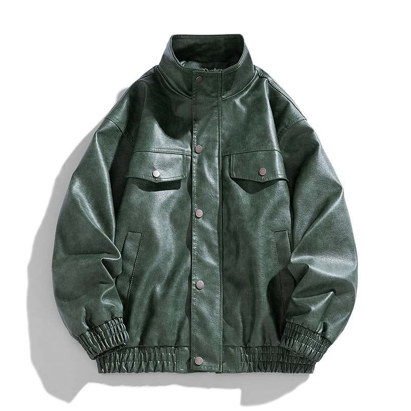 KNOWMLAB - Chaqueta Cuero Hombre Marrón