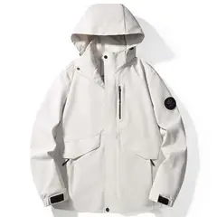 KNOWMLAB - Chaqueta Casual Hombre Con Sombrero Blanco