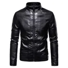 KNOWMLAB - Chaqueta Cuero Hombre Negro