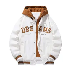 KNOWMLAB - Chaqueta Casual Hombre Con Sombrero Blanco