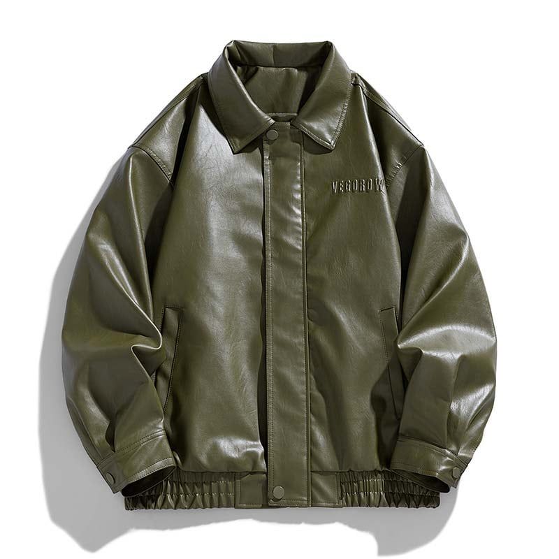 KNOWMLAB - Chaqueta Cuero Hombre Negro