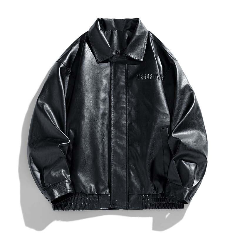 KNOWMLAB - Chaqueta Cuero Hombre Negro