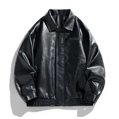 KNOWMLAB - Chaqueta Cuero Hombre Negro