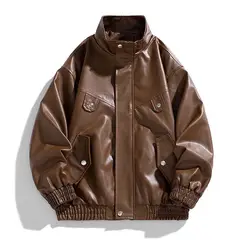KNOWMLAB - Chaqueta Cuero Hombre Negro