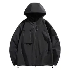 KNOWMLAB - Chaqueta Casual Hombre Con Sombrero Negro.