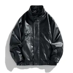 KNOWMLAB - Chaqueta Cuero Hombre Negro
