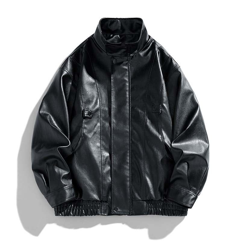 KNOWMLAB - Chaqueta Cuero Hombre Negro