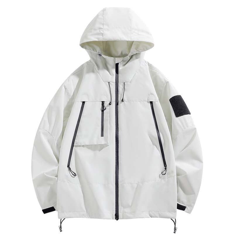 KNOWMLAB - Chaqueta Casual Hombre Con Sombrero Blanco.