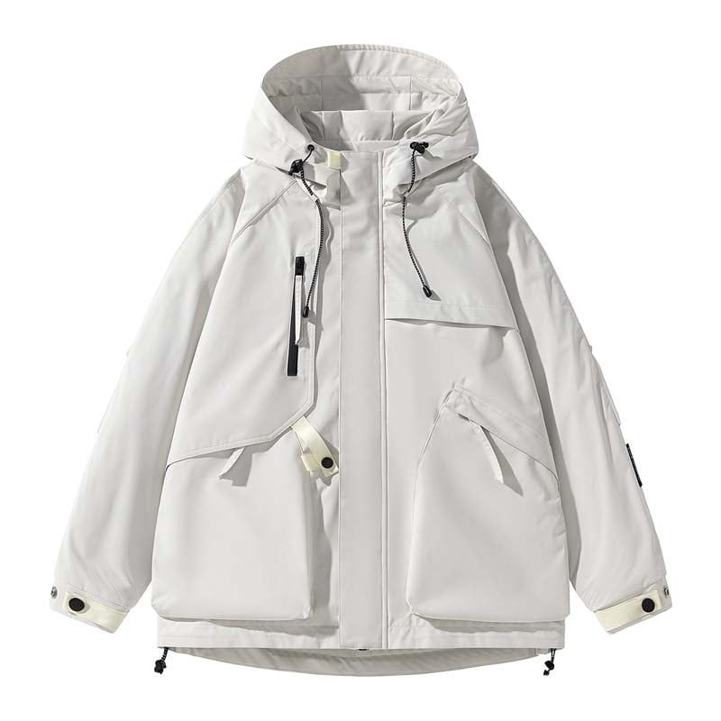 KNOWMLAB - Chaqueta Casual Hombre Con Sombrero Blanco