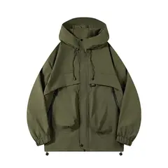 KNOWMLAB - Chaqueta Casual Hombre Con Sombrero Verde.